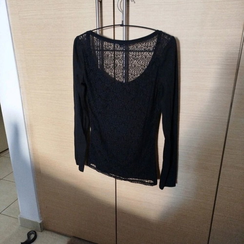 Tally Weijl long-sleeve blouse like new, black with lace