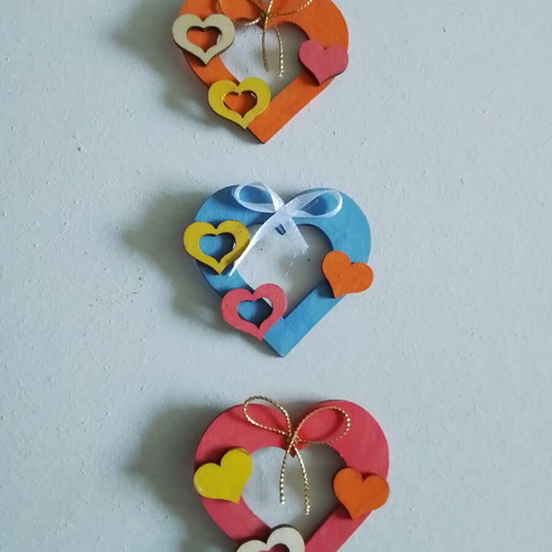 Handmade wooden fridge magnets set of 3 like new