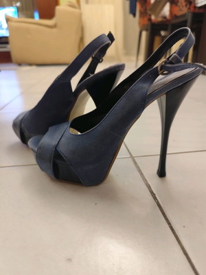 High heel shoe used, blue, 13 cm heel, size 37