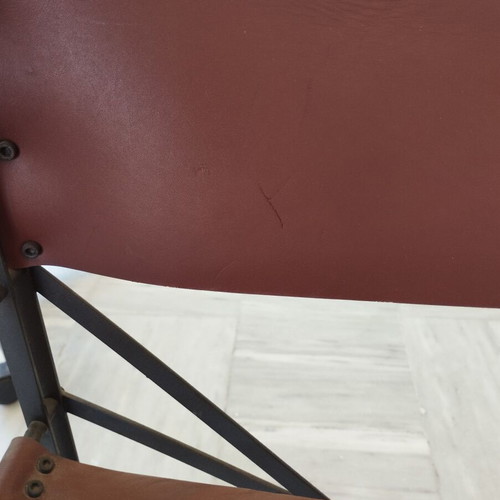 Neokatoikein armchair used, leather and iron, vintage