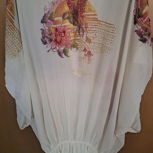 Silk tunic Religion like new, white, handmade