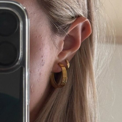 Steel gold triple hoop earrings like new, A&D