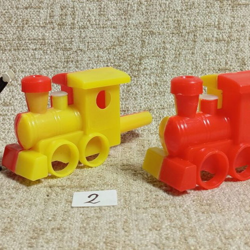 Plastic Vintage Whistle Train Pack of 2, Greek Festival Toy 1960s
