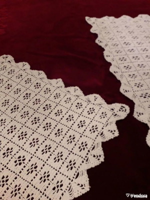 Set of two hand-crocheted ecru doilies new
