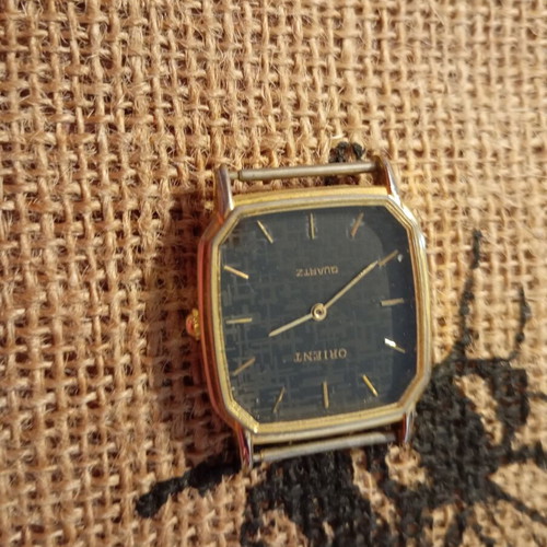 Orient watch octagonal used, no strap, black and yellow