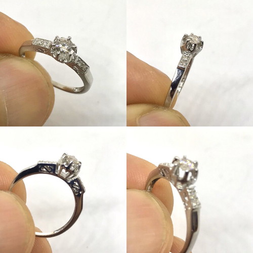 Vintage solitaire 18k white gold ring like new with diamonds
