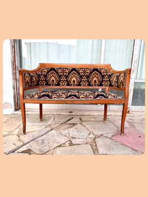 Biedermeier 2-Seater Antique Sofa Solid Wood for Full Restoration