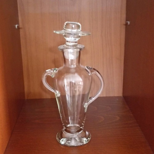 Decorative glass carafe vintage figure with male hat