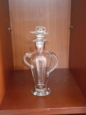 Decorative glass carafe vintage figure with male hat