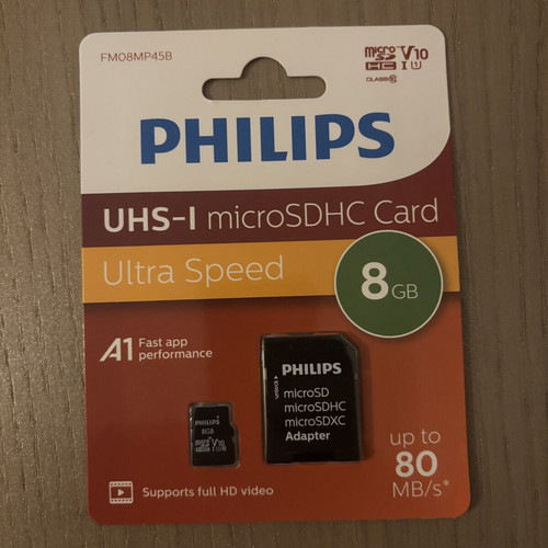 Philips microSDHC 8GB Class 10 UHS-I U1 V10 memory card