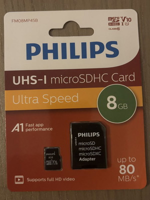 Philips microSDHC 8GB Class 10 UHS-I U1 V10 memory card