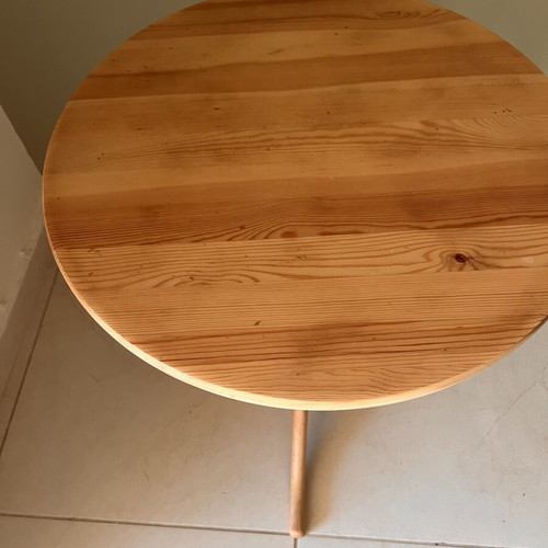 Handmade round rustic solid wood side table