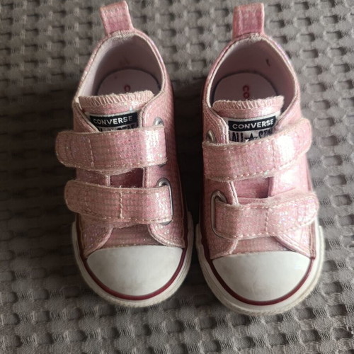 Converse All Star shoes, size 21, pink sparkle