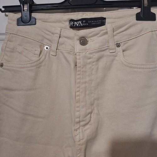 Only high-waisted beige elastic jeans like new, size S