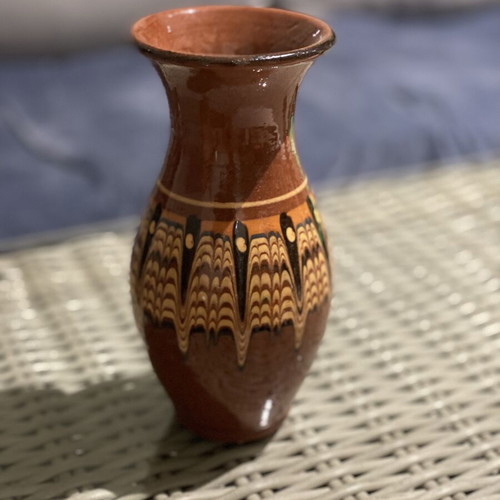 Handmade traditional clay vase with character