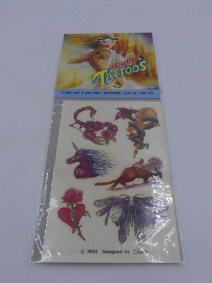 Vintage 1993 Art Lover removable tattoos καινούργιο, σφραγισμένο πακέτο #2