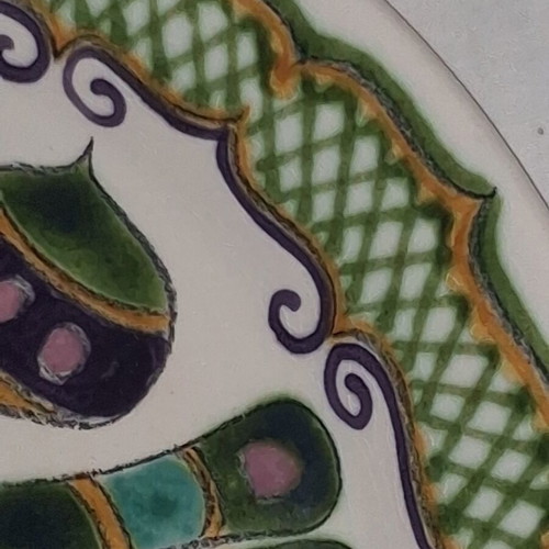 Vintage Greek Ceramic Plate 31.5 cm, Handmade Crackle Glaze, Rhodian Aegean Style
