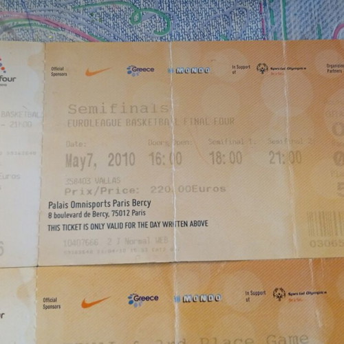 Final Four Euroleague 2010 Olympiakos Tickets used, complete set