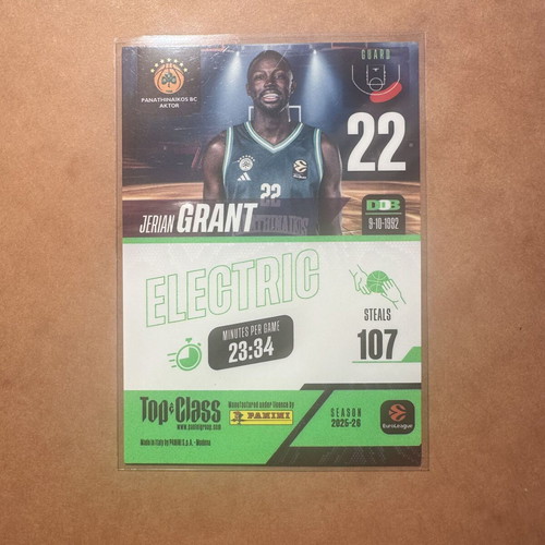 Panini Top Class EuroLeague 2025-26 Jerian Grant #166 Electric card new, Panathinaikos AKTOR