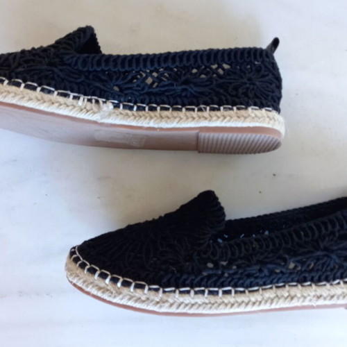 Simius black espadrilles No 38, lace finish