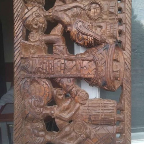 African wood carving panel like new, traditional motifs