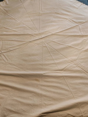 Round table linens new, set of two, same size, embroidered detail