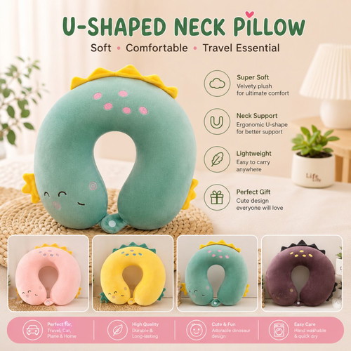 U-Shaped Neck Pillow Dinosaur Design new, soft and comfortable