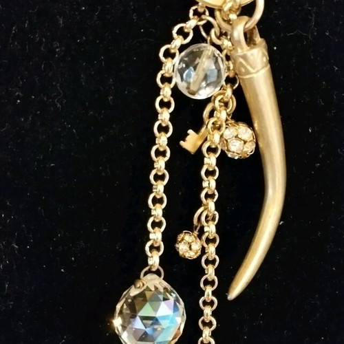 Triple chain with crystal charms like new, length 62 cm