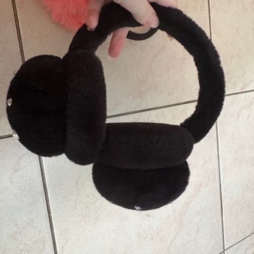 Fur Ear Muffs Set of 2 with Pearls, like new, pink and black