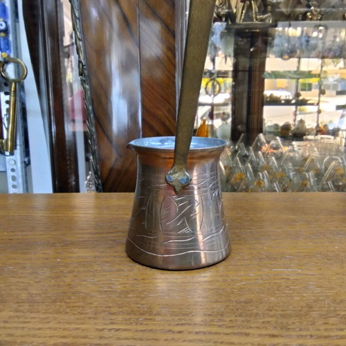Bronze carved cezve used with handle 8x8x8