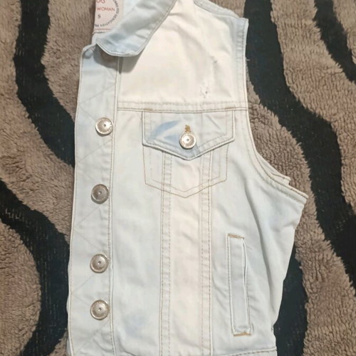 Pink Woman denim sleeveless vest new, turquoise, size S