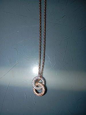 Swarovski necklace women's pink gold new