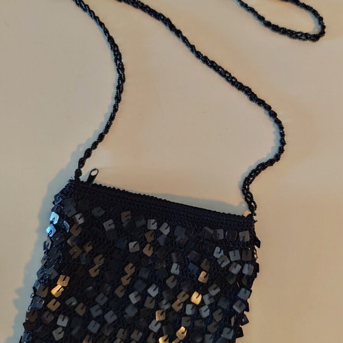 Vintage black evening crossbody bag with sequins like new