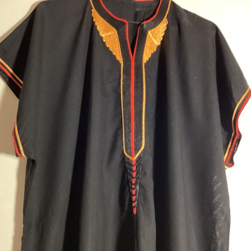 Moroccan Kaftan Maxi black with gold and red embroidery like new
