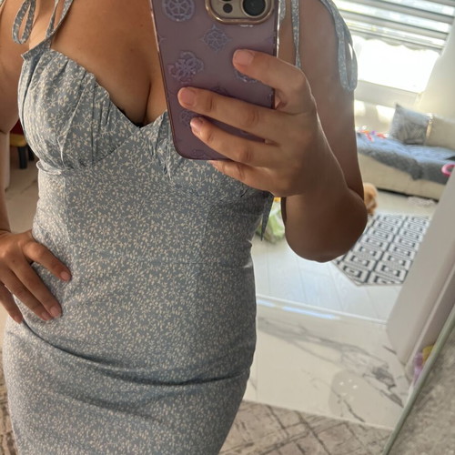 Shein summer dress size M like new, baby blue and white