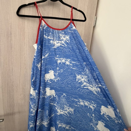 Tati dress Karavan used, one size, white and blue
