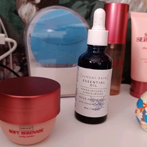 Skin care set new with cream, Sephora bath bomb, Ted Baker mist, essential oil, candle and face cleansing device