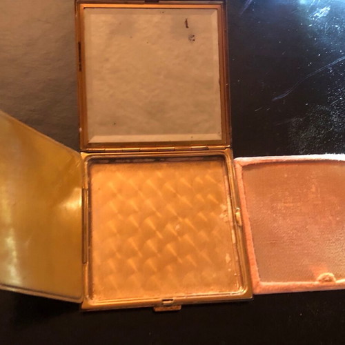 French vintage 1940-1950 women's powder compact used