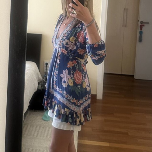 Violet Hill tunic Free People like new, blue floral boho style