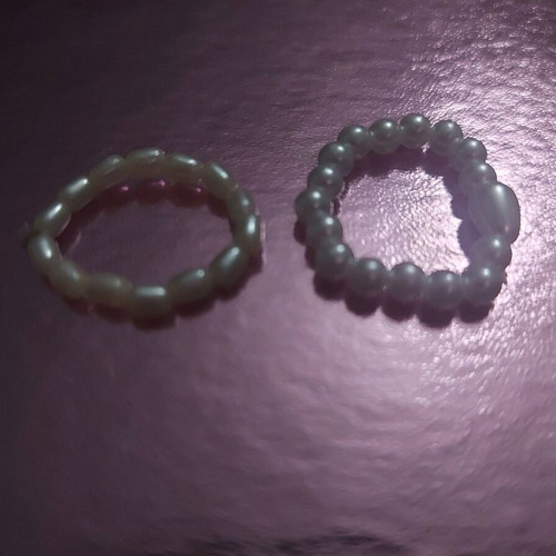 Rings with faux pearls new, set of 2, white