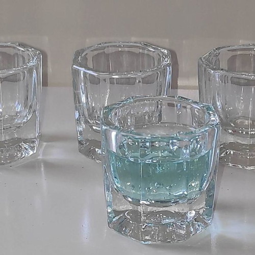 Glass cups for acrylic liquid, pack of 4, new