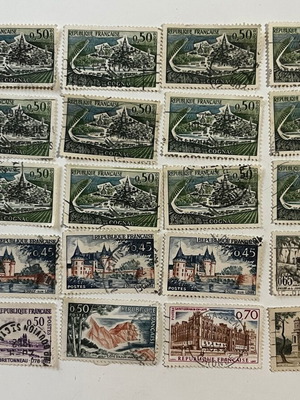 Vintage French Stamps Used Collection of 20 Pieces 1950-1962