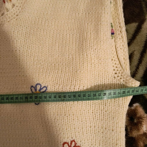 Women's handmade knitted vest with flowers new, size XL/XXL