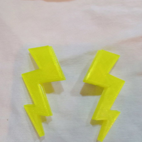 Lightning earrings used, handmade neon yellow glowing