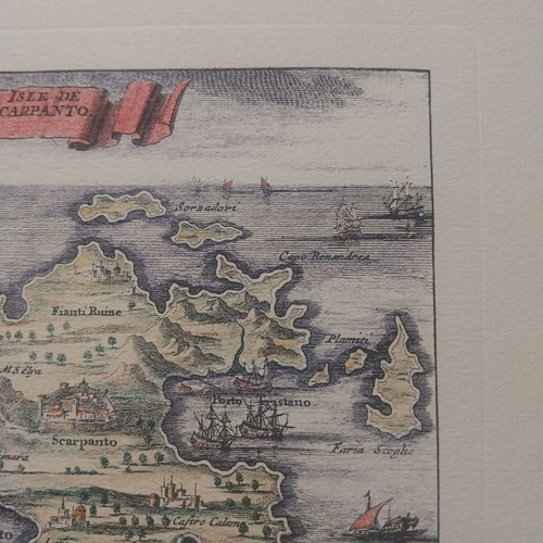 Collectible engraving Karpathos new, ISLE DE EYLAND SCARPANTO 1688