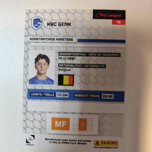 Konstantinos Karetsas Rookie card new from Panini