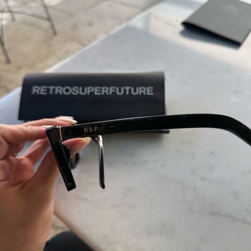 Retrosuperfuture Unisex Sunglasses with Black Acetate Frame and Brown Lens new