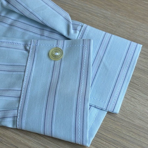 New men's light blue striped shirt, size M-L
