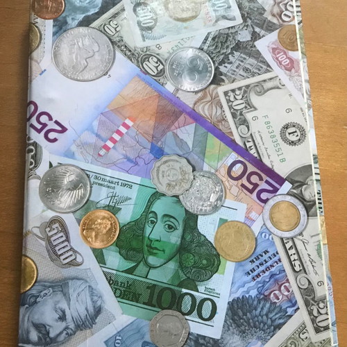 Fancy coin & banknote folder used, medium size