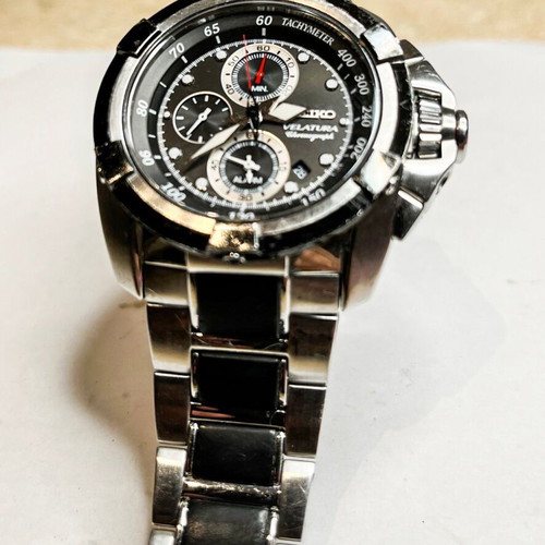 Seiko Velatura men's wristwatch like new, tachymeter, silver